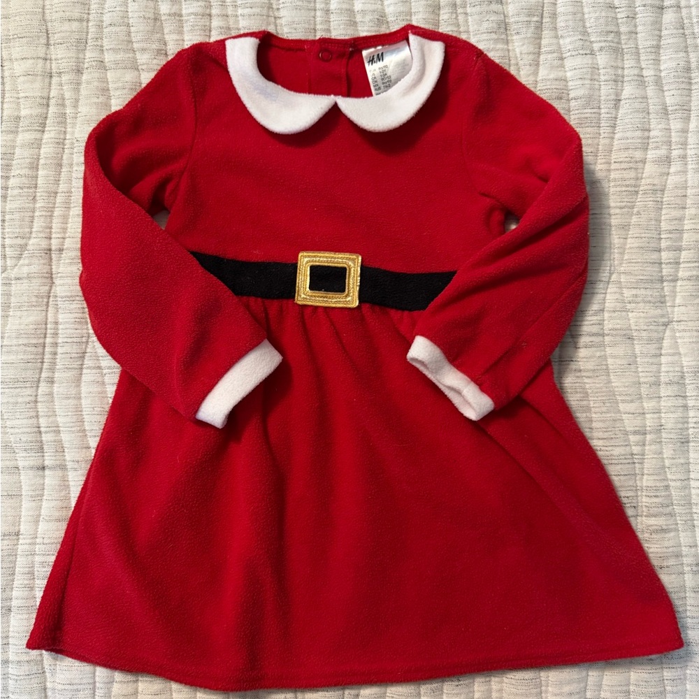 H&M Santa girl fleece dress 1-2years